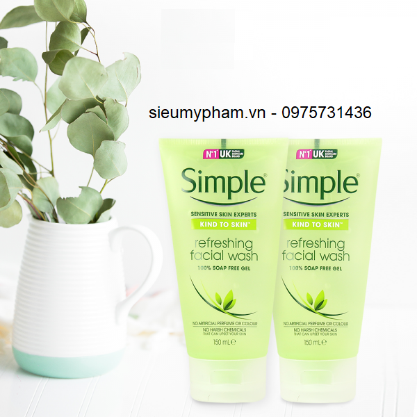 Sữa rửa mặt dạng Gel Simple Kind to Skin Refreshing Facial Wash